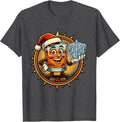 Men's Christmas Whiskey Glass Melting Snowflake Ice Cube T-Shirt - Dark Heather Grey