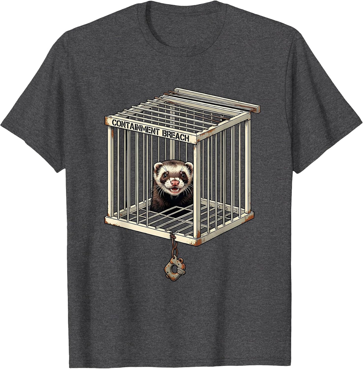 Containment Breach Ferret Lover Funny Gift Ferret Owner T-Shirt - Dark Heather Grey
