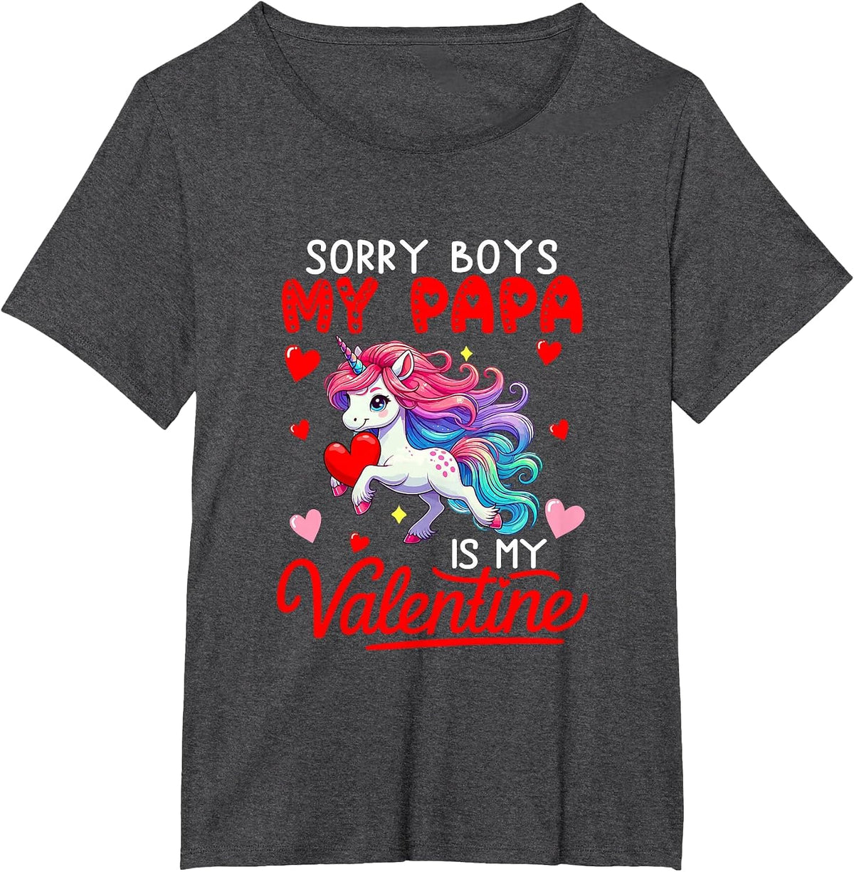 Sorry Papa is My Valentine Funny Joke Boys Cute Unicorn T-Shirt - Dark Heather Grey