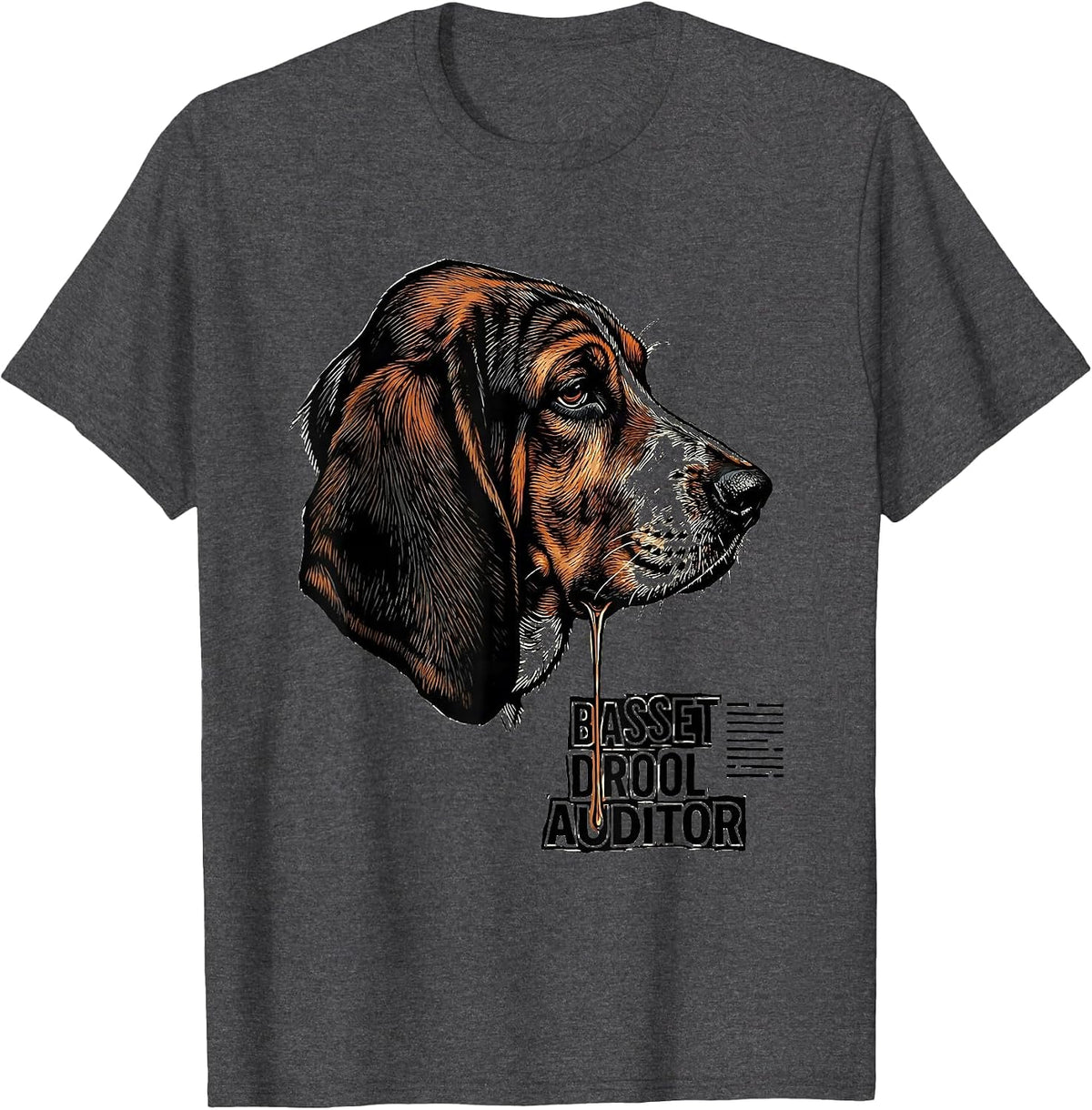 Men's Basset Drool Auditor Funny Basset Hound Dog Owner Gift T-Shirt - Dark Heather Grey