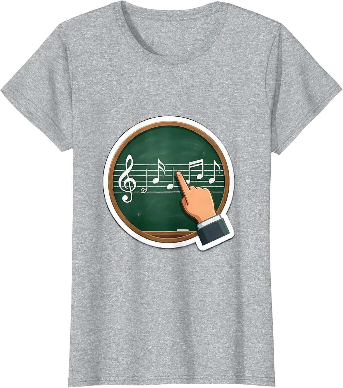 Music Teacher Chalkboard Notes Illustration T-Shirt - Heather Grey