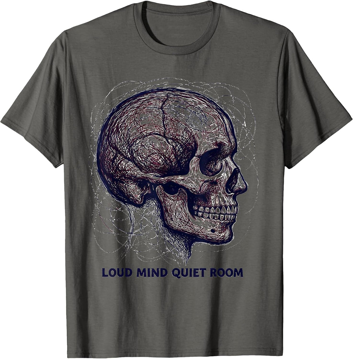 Loud Mind Quiet Room Autism Awareness Design T-Shirt - Asphalt Grey