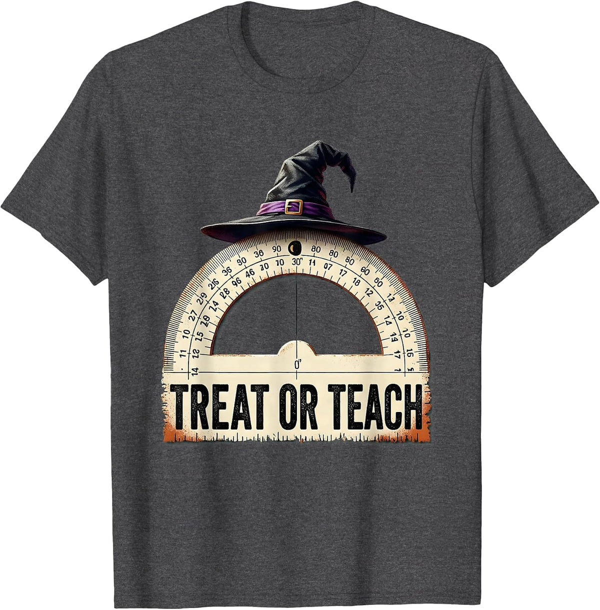 Treat Or Teach Funny Teacher Halloween Costume Pun Humor T-Shirt - Dark Heather Grey