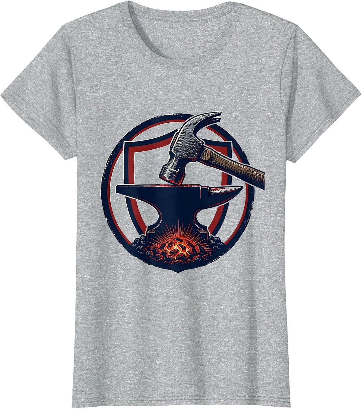 Sealed Shield Forge Hammer Anvil Blacksmith Humor T-Shirt - Heather Grey