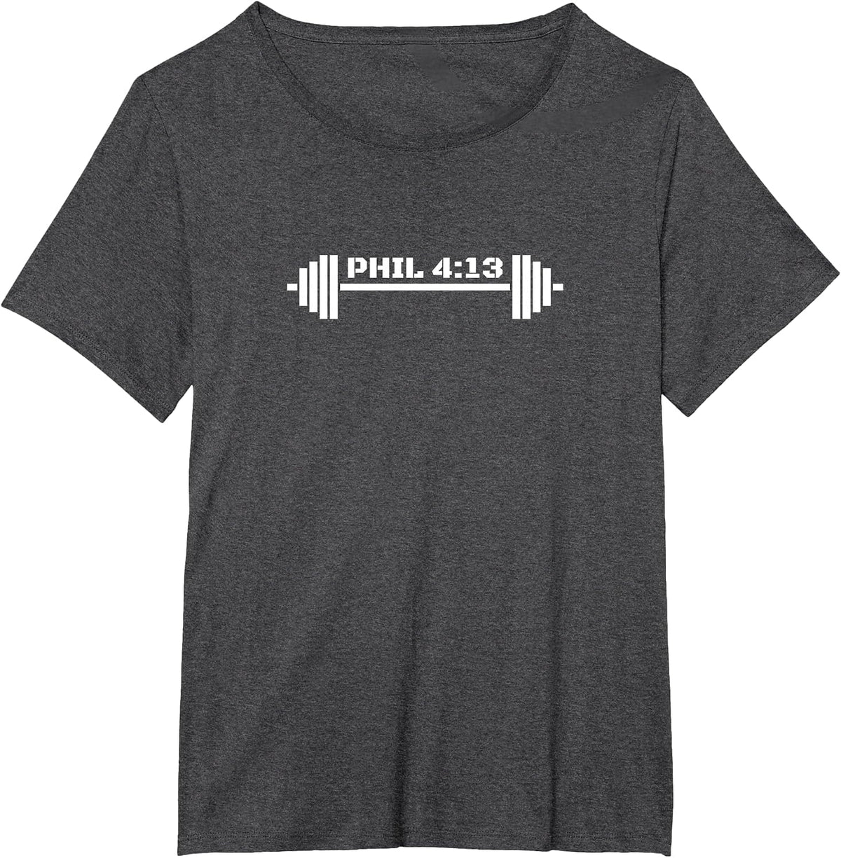 Phil 4 13 Workout T-Shirt for Christian Weightlifter T-Shirt - Dark Heather Grey