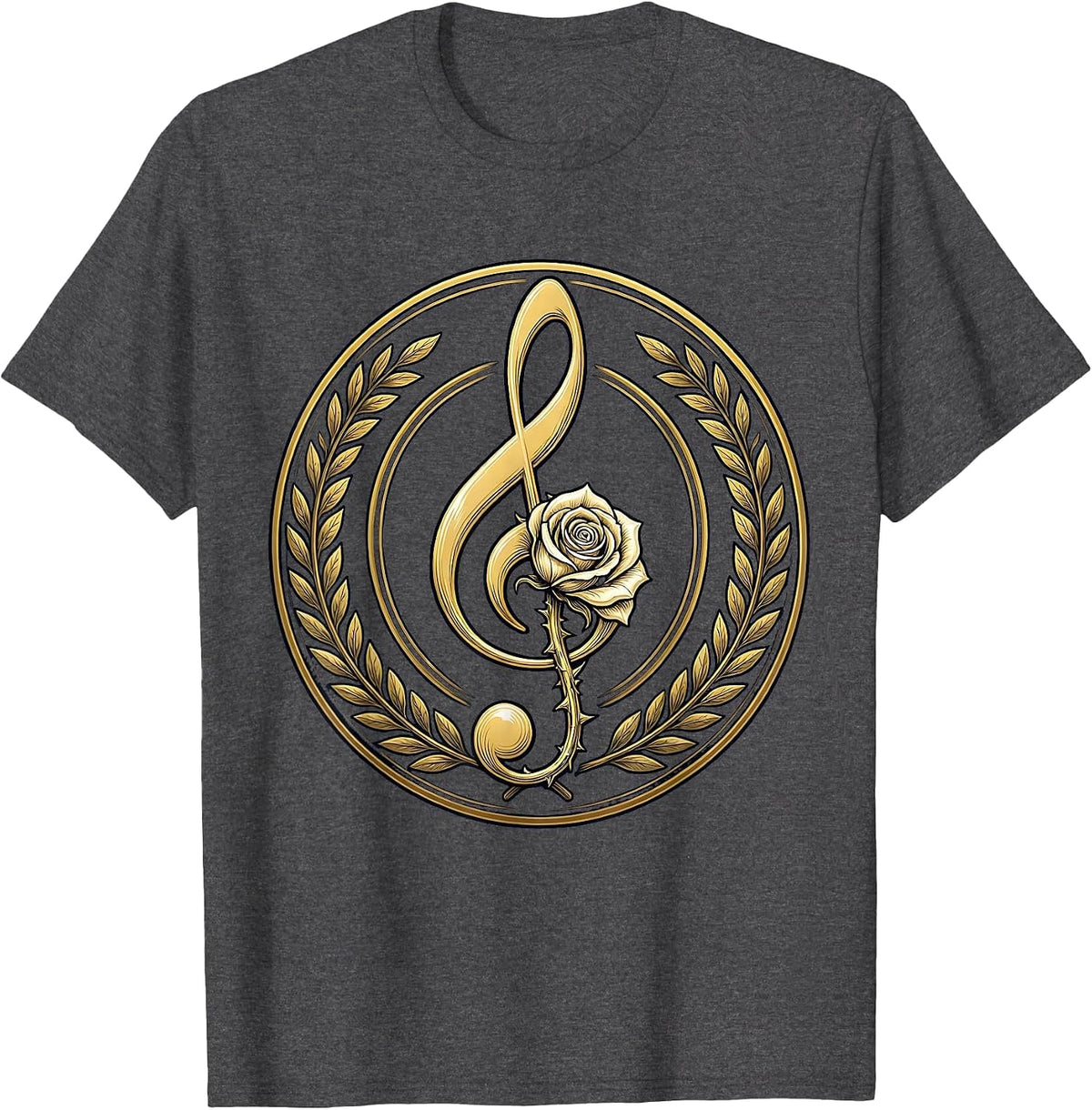 Music Teacher Treble Clef Blooming Flower Art T-Shirt - Dark Heather Grey