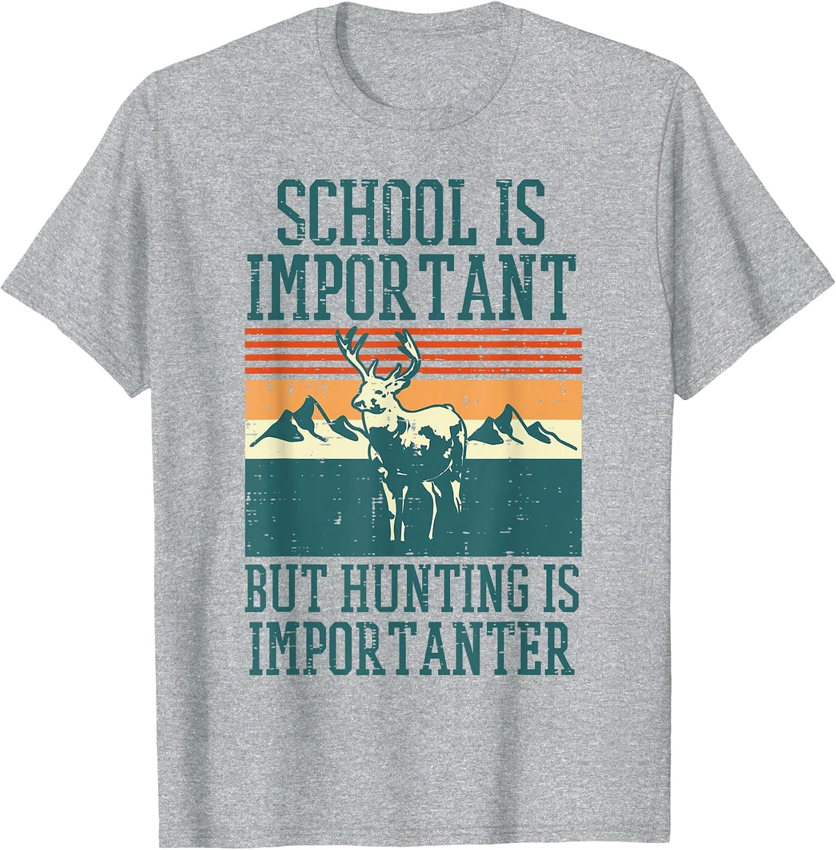 School Important Hunting Importanter Funny Deer Hunter Boys T-Shirt - Heather Grey