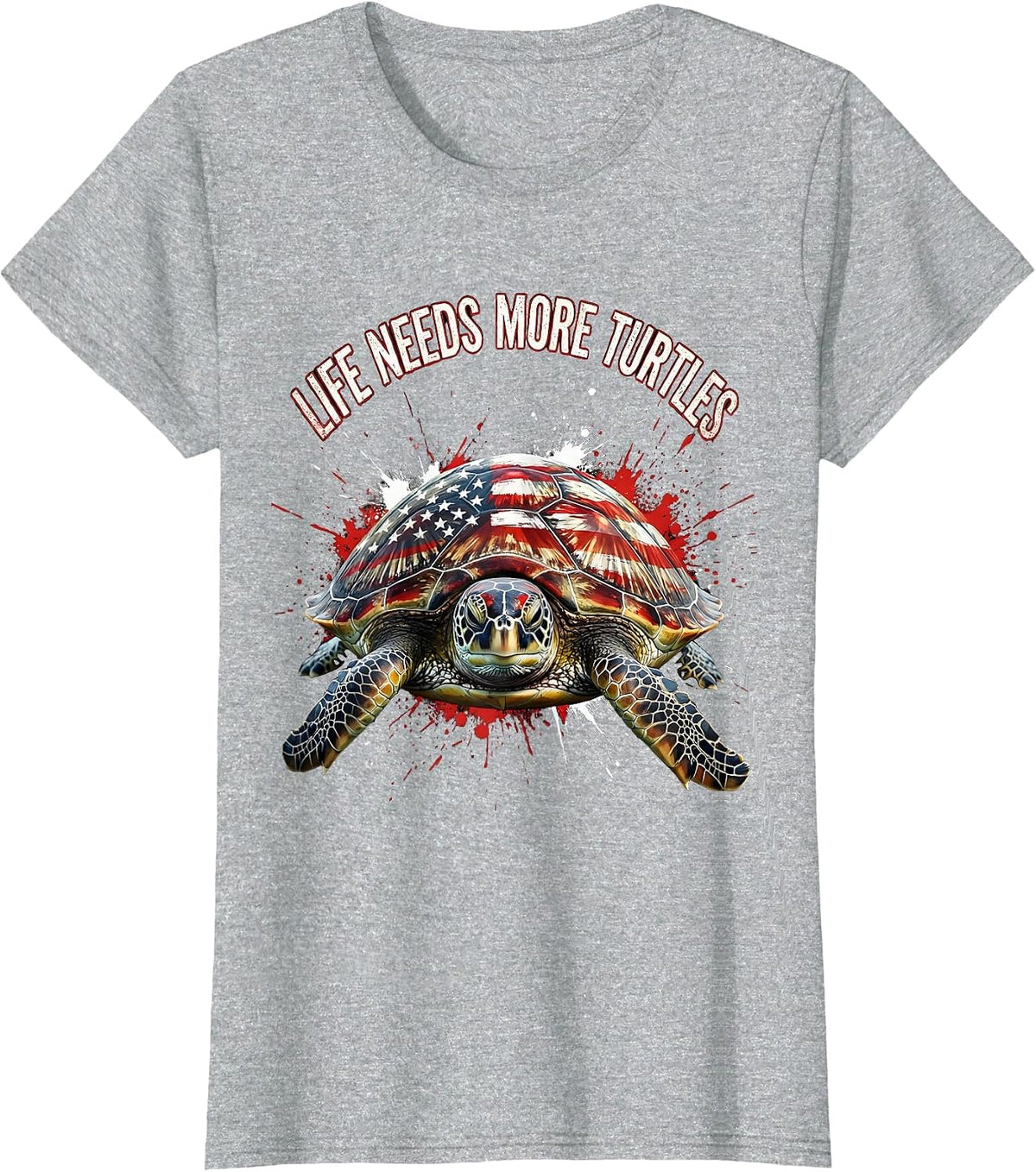 Life Needs More Turtles Nature Lover Design T-Shirt - Heather Grey