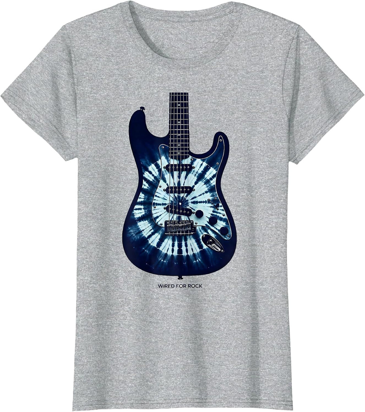 Wired for Rock Electric Guitar Music Design T-Shirt - Heather Grey