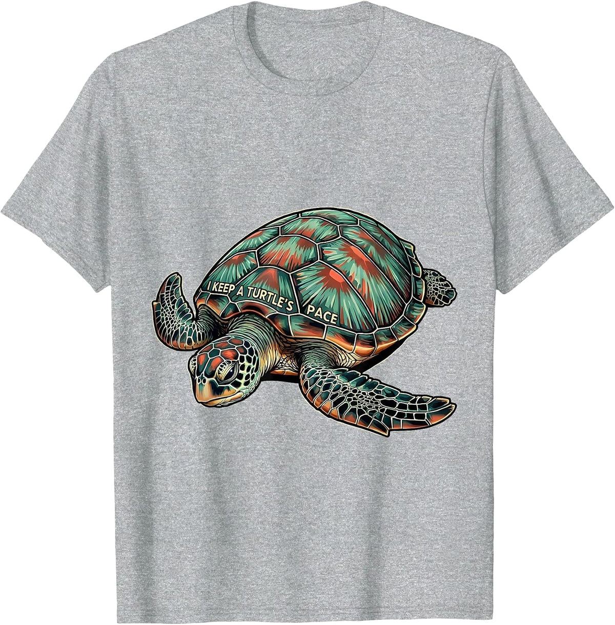 Men's I Keep A Turtle's Pace Tattoo Sea Turtle Ocean Animal Lover T-Shirt - Heather Grey