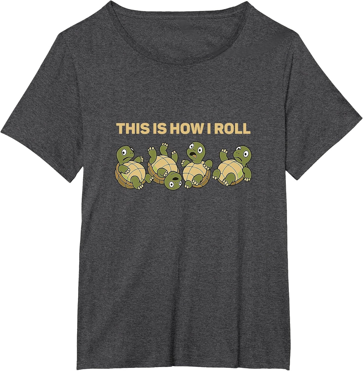 Rolling Funny Turtle How I Rolll Men Women Kids T-Shirt - Dark Heather Grey