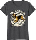 Women's Great Dane Dog Mom Funny Skeleton Chasing Halloween Dog Mom T-Shirt - Dark Heather Grey