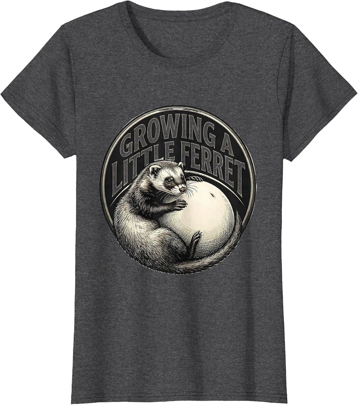Women's Growing A Little Ferret Funny Pregnancy Announcement T-Shirt - Dark Heather Grey