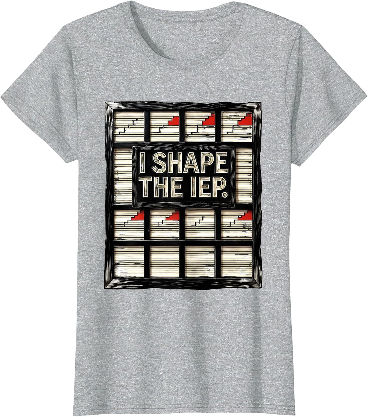 I Shape The IEP Linocut Special Education Teacher Sped Team T-Shirt - Heather Grey