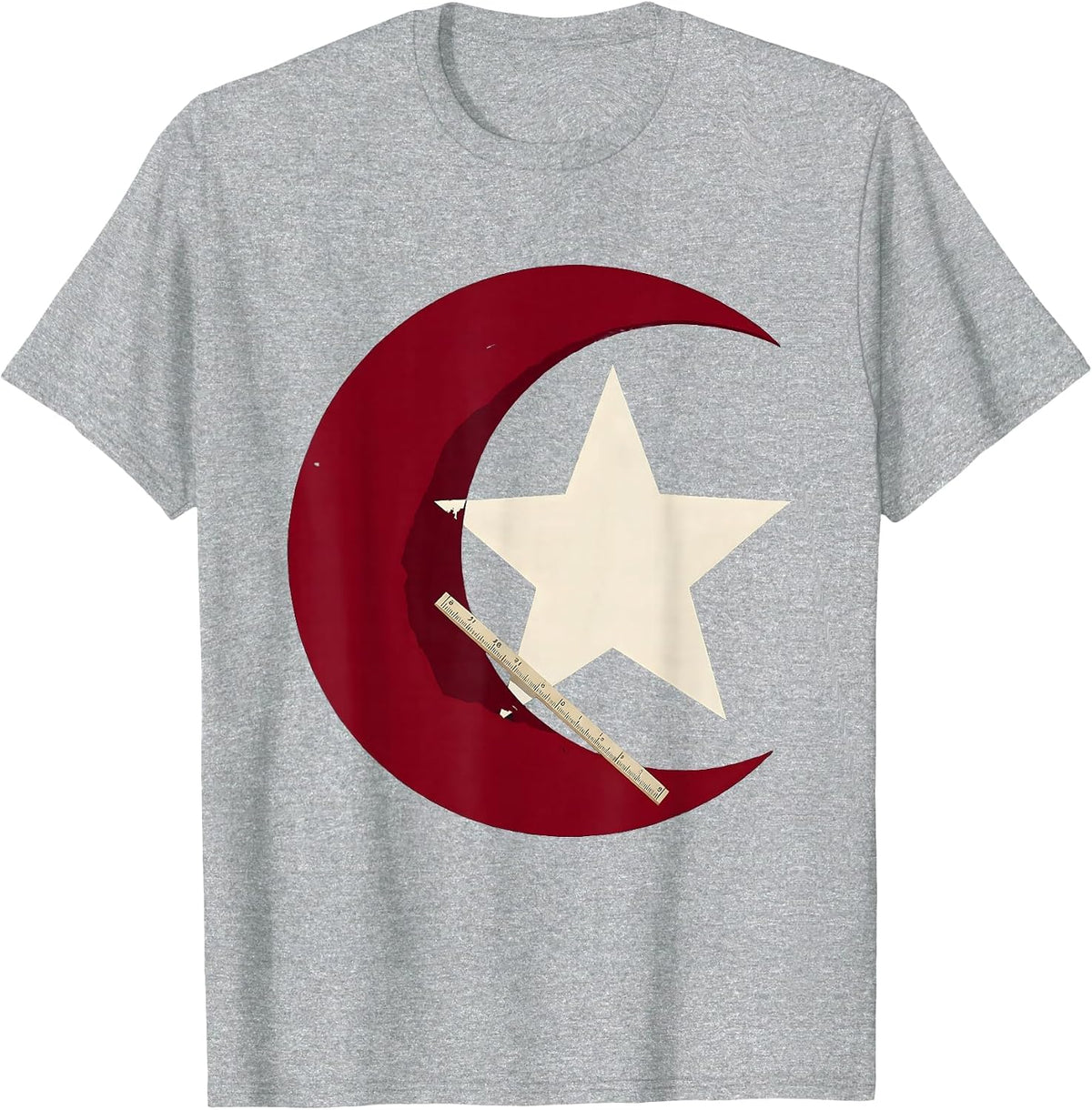 Men's Red Hammer And Sickle Silhouette Soviet Era Nostalgia T-Shirt - Heather Grey