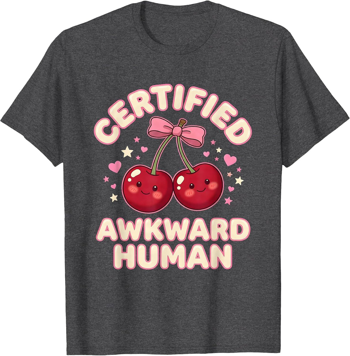 Certified Awkward Human Embarrassing Design T-Shirt - Dark Heather Grey