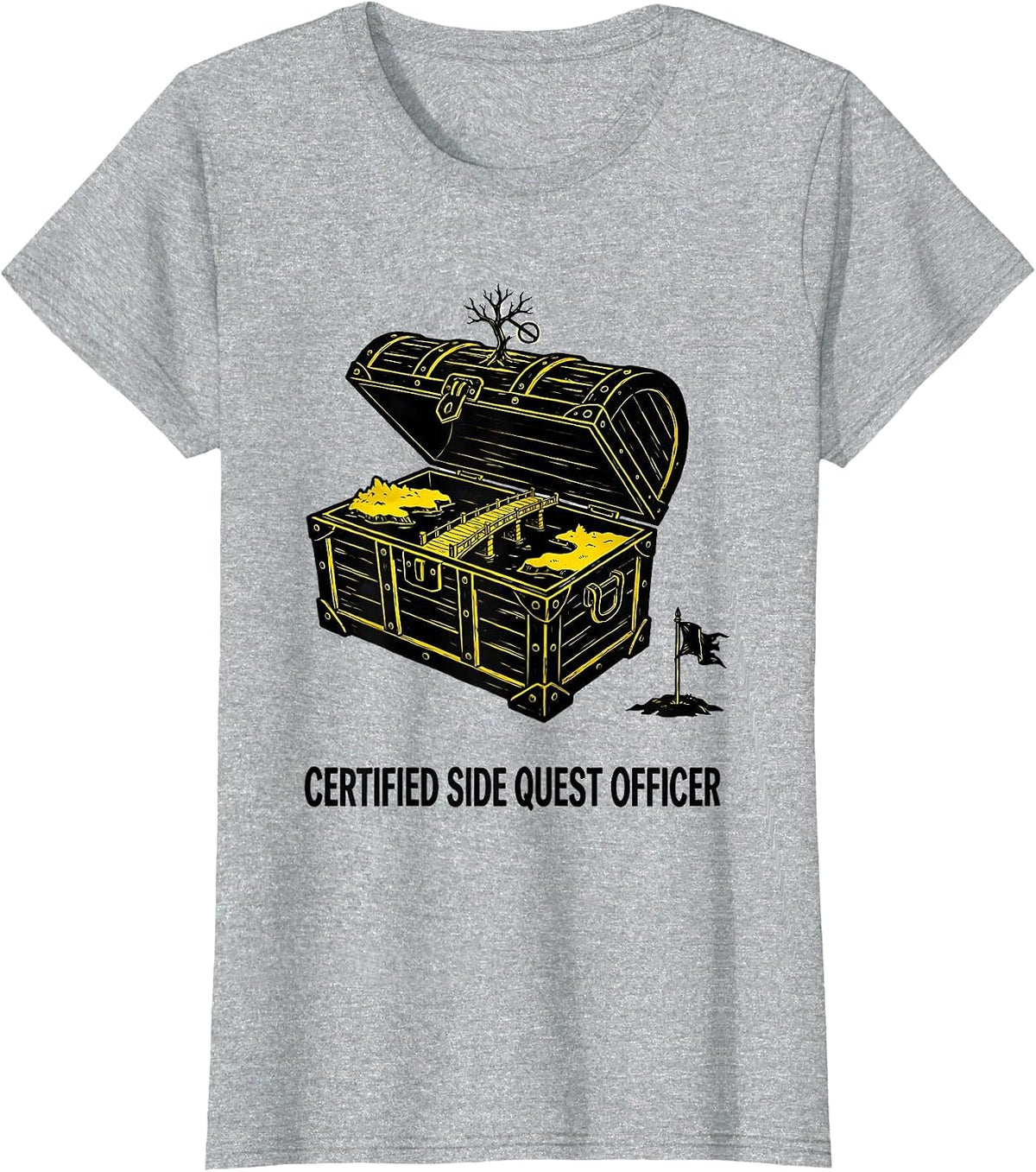 Women's Certified Side Quest Officer Funny RPG Gamer Humor T-Shirt - Heather Grey