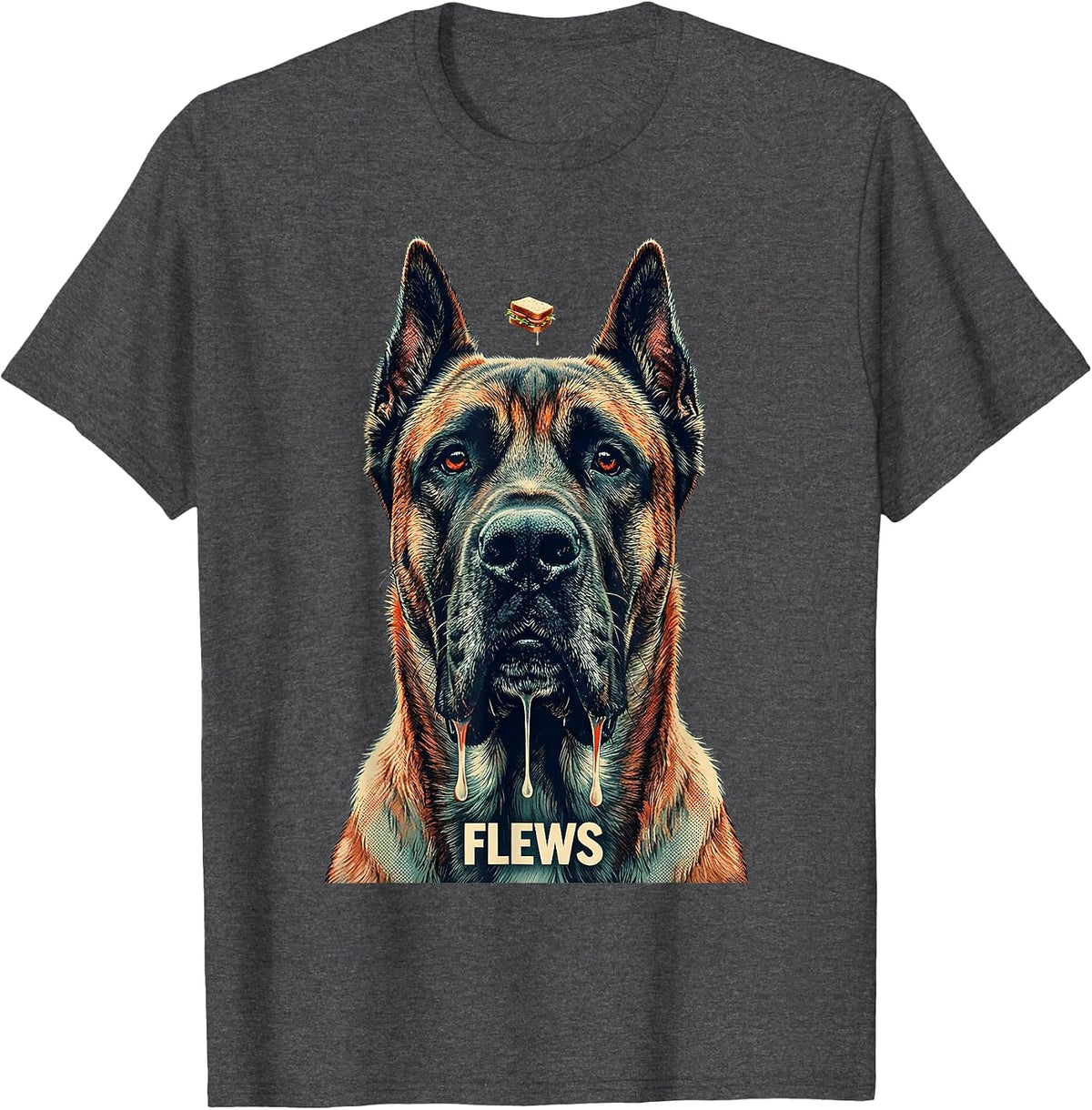 Men's FLEWS Funny Great Dane Jowls Drool Dog Mom Dog Dad Gift T-Shirt - Dark Heather Grey