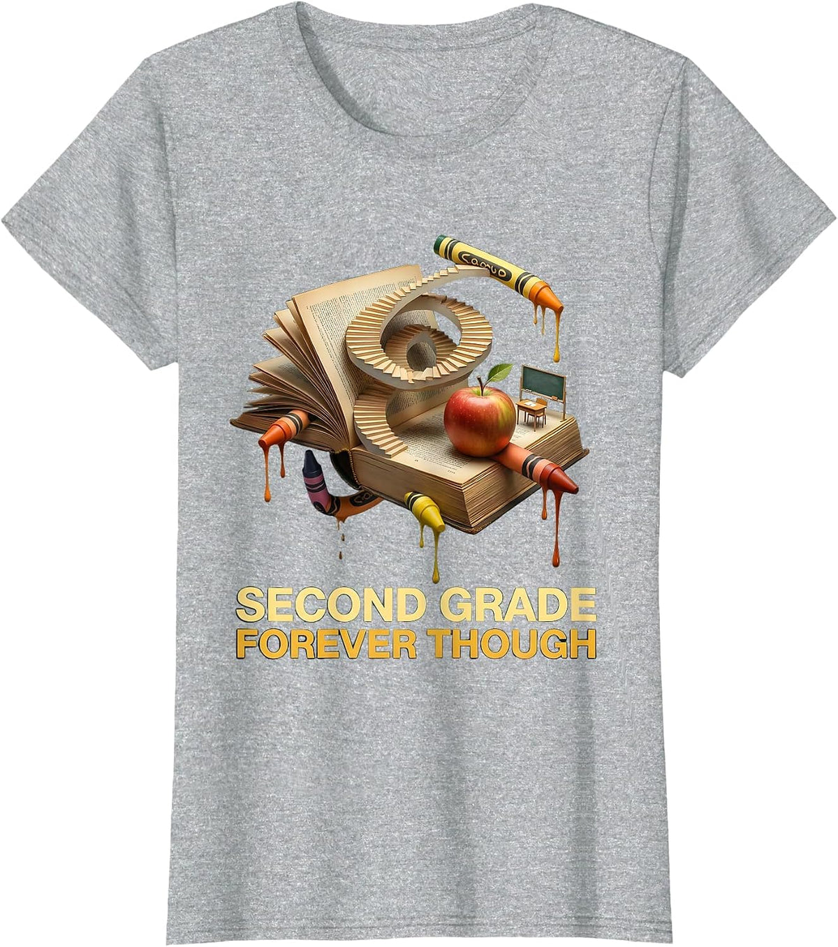 Second Grade Forever Teacher Design T-Shirt - Heather Grey