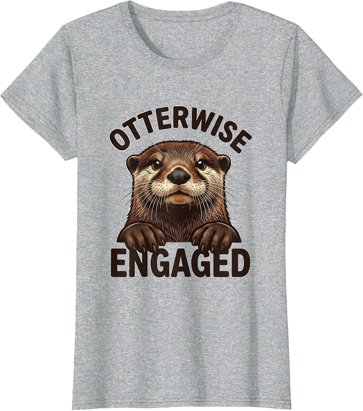 Otterwise Engaged Funny Otter Lover Gift For Kids Teens T-Shirt - Heather Grey
