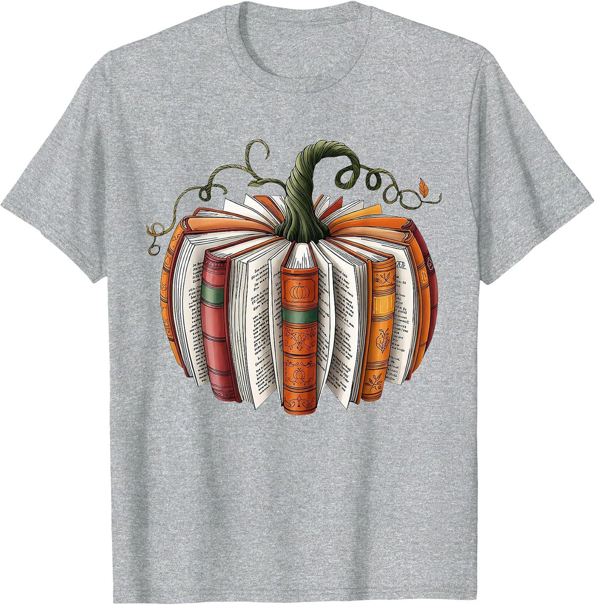 Retro Funny Fall Book Pumpkin Witch Bookworms Librarians T-Shirt - Heather Grey