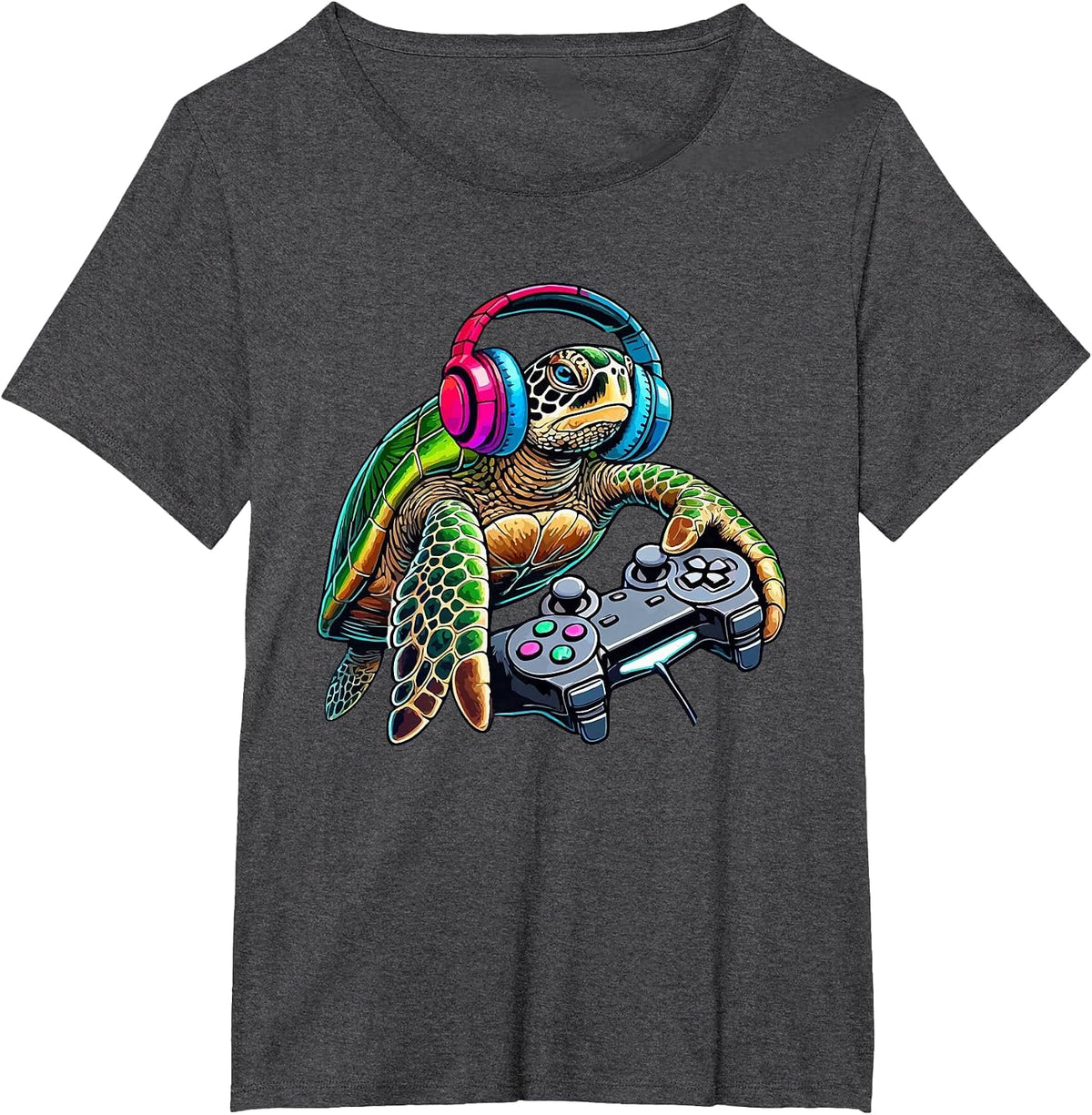 Funny Sea Turtle Video Games Lover Gamer Gaming T-Shirt - Dark Heather Grey