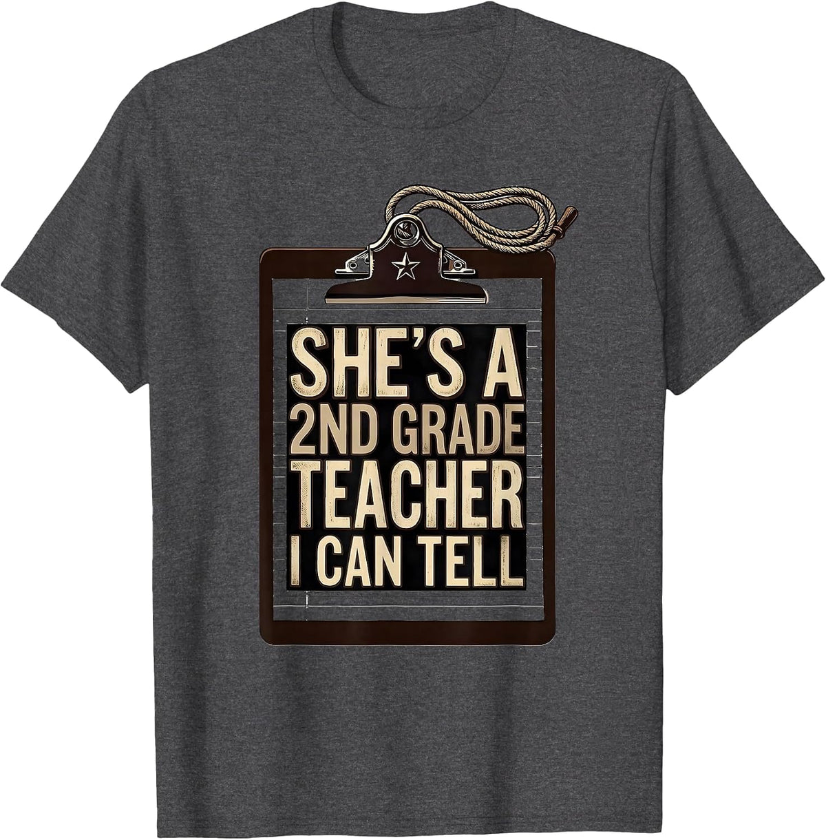 She's A 2nd Grade Teacher I Can Tell Western Cowgirl Back T-Shirt - Dark Heather Grey