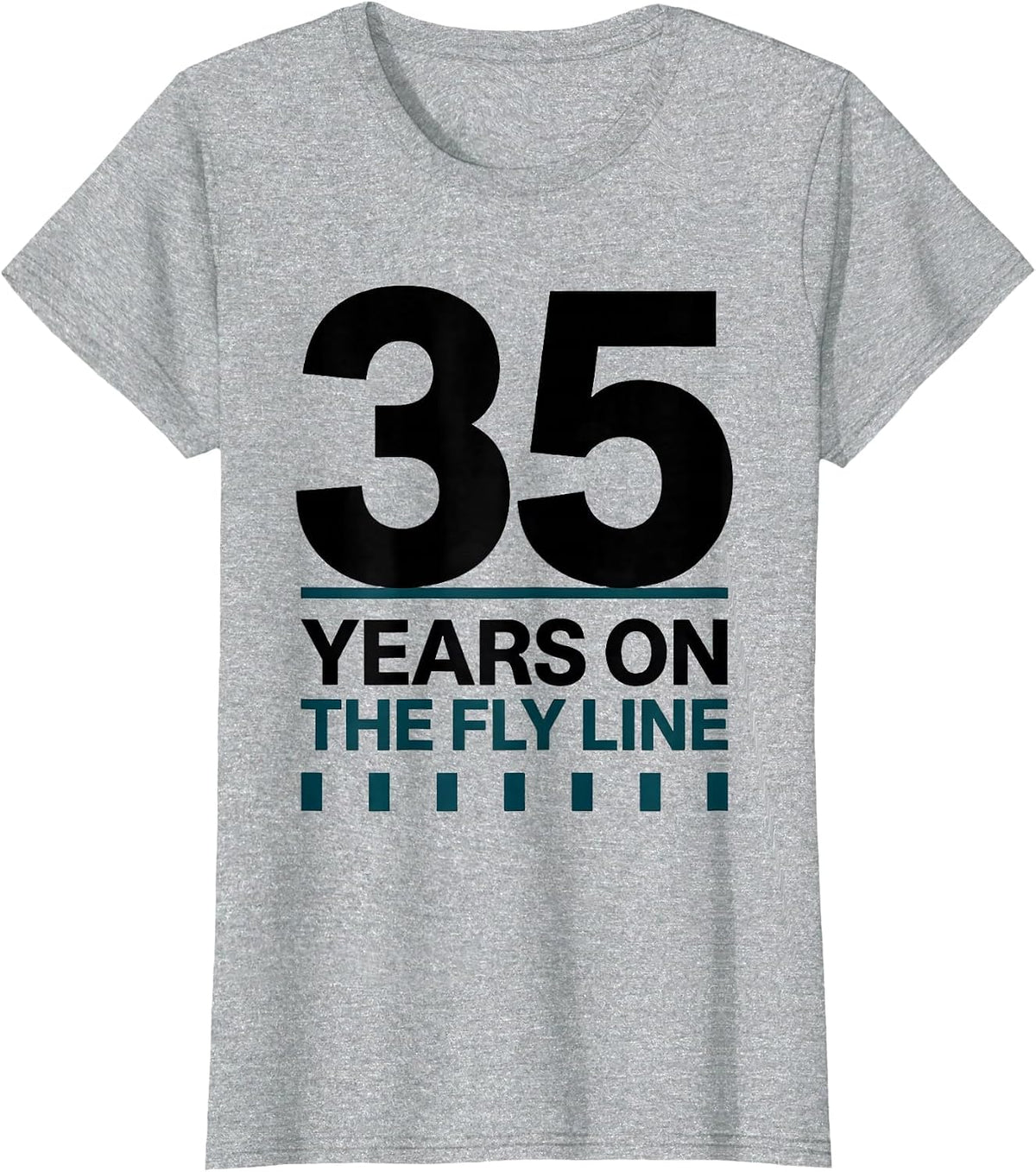 Women's 35 Years On The Fly Line Funny Old Man Hobby Humor T-Shirt - Heather Grey