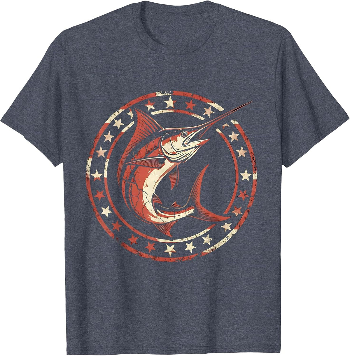 Gulf of America Tarpon Breaching Surface Art T-Shirt - Heather Blue
