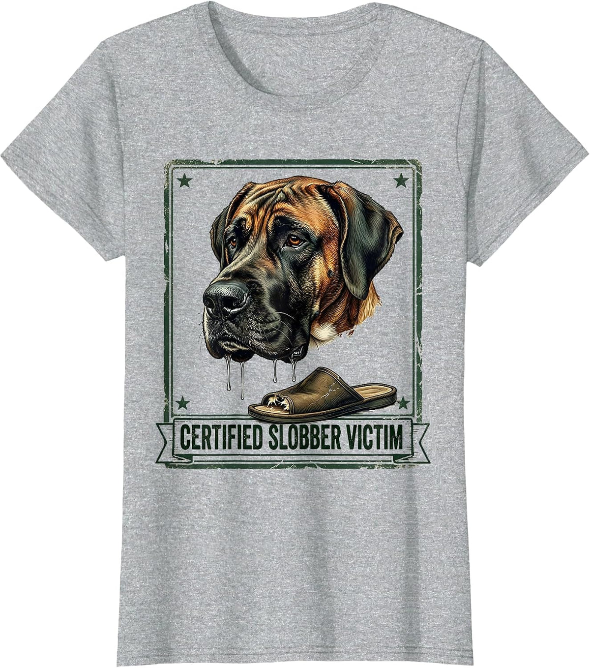 Certified Slobber Victim Vintage Great Dane Dog Mom Dog Dad T-Shirt - Heather Grey