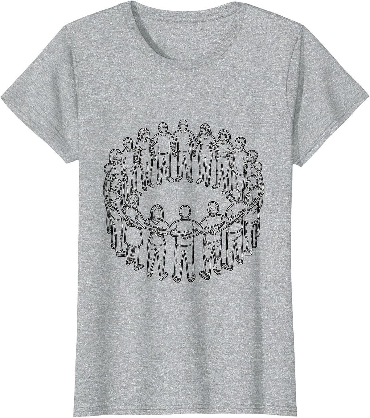Women's Social Worker Diverse Community Circle Illustration T-Shirt - Heather Grey