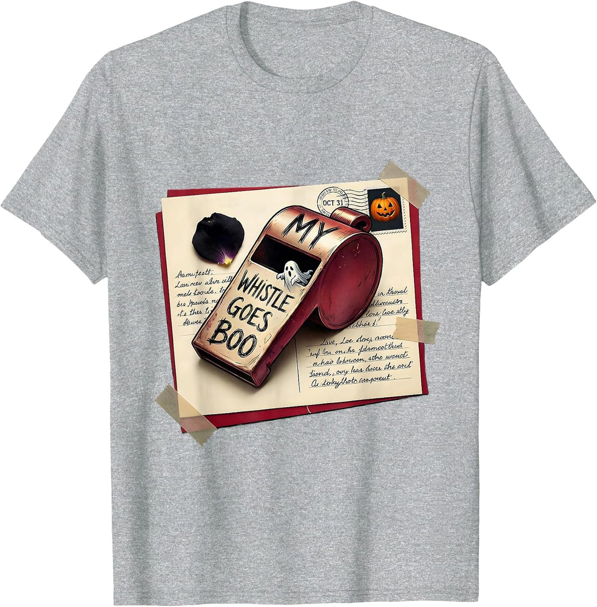 Men's My Whistle Goes Boo Halloween Teacher Design T-Shirt - Heather Grey