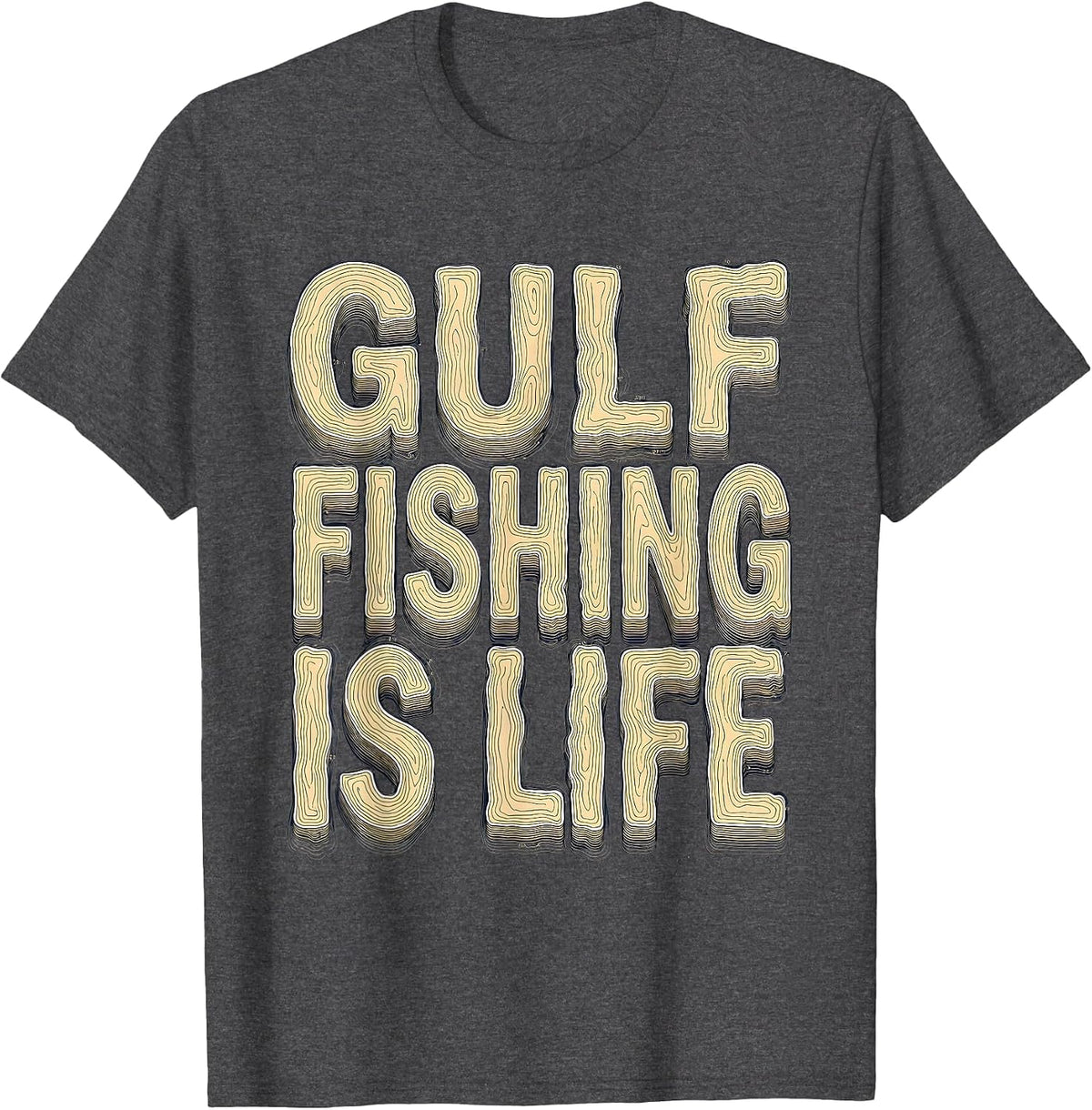 Gulf Fishing Is Life Gulf of Mexico Design T-Shirt - Dark Heather Grey