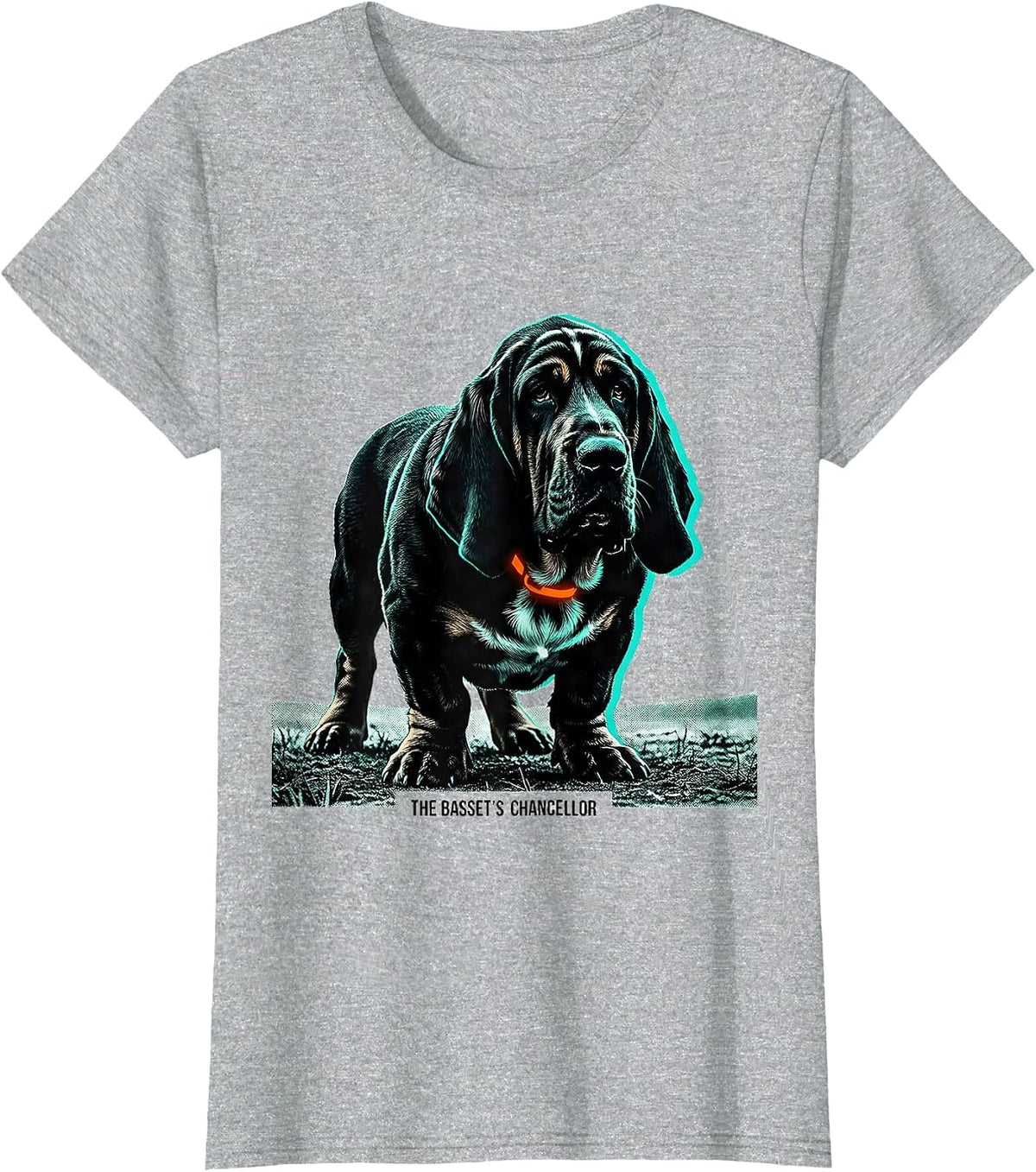 The Basset's Chancellor Risograph Basset Hound Owner Funny T-Shirt - Heather Grey