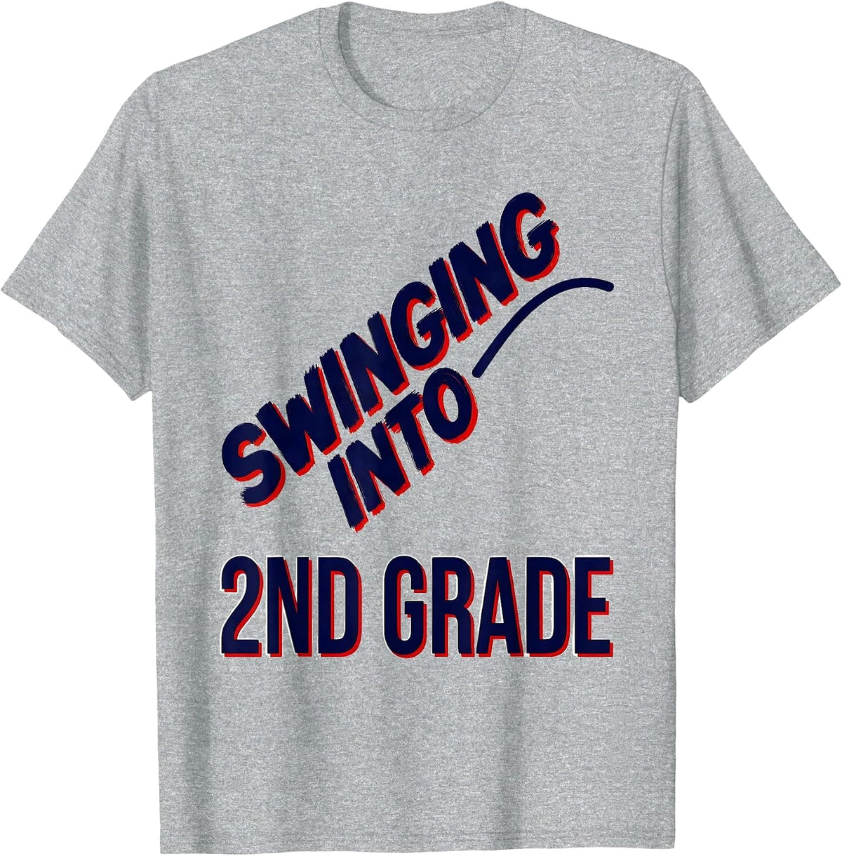 Men's Swinging Into 2nd Grade Energetic Back To School Baseball T-Shirt - Heather Grey