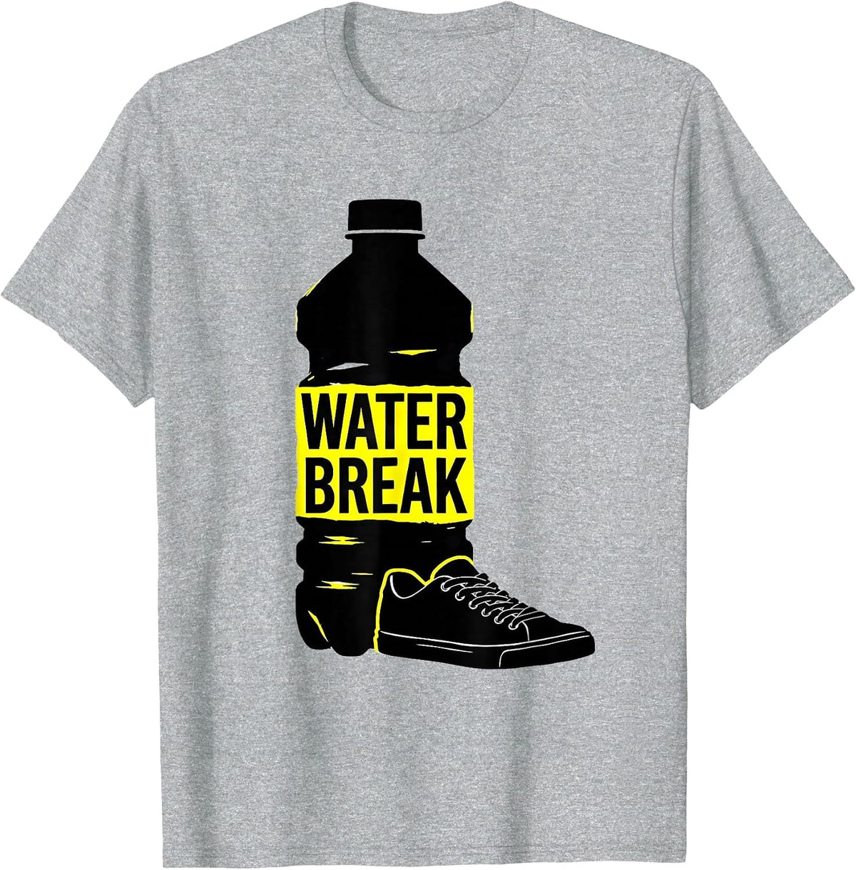 Men's Water Break Stencil Graphic PE Teacher Gym Coach Back T-Shirt - Heather Grey