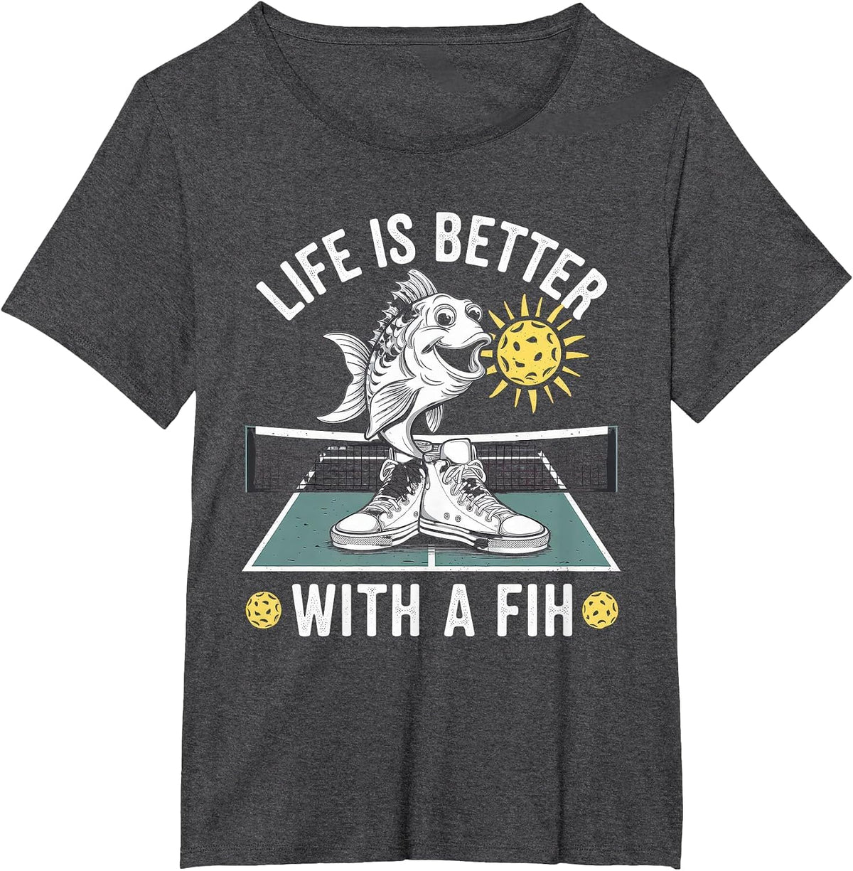 Fih Tshirt Shoes Fish Funny Misspelled Fish Meme Fih Humor T-Shirt - Dark Heather Grey