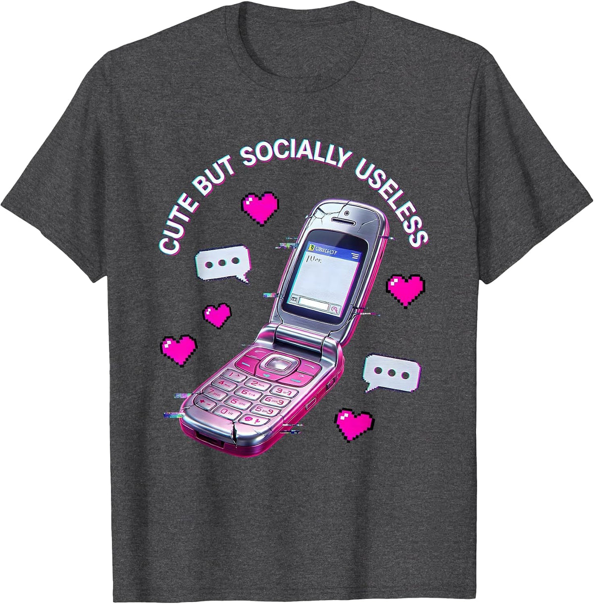 Cute But Socially Useless Funny Introvert Design T-Shirt - Dark Heather Grey