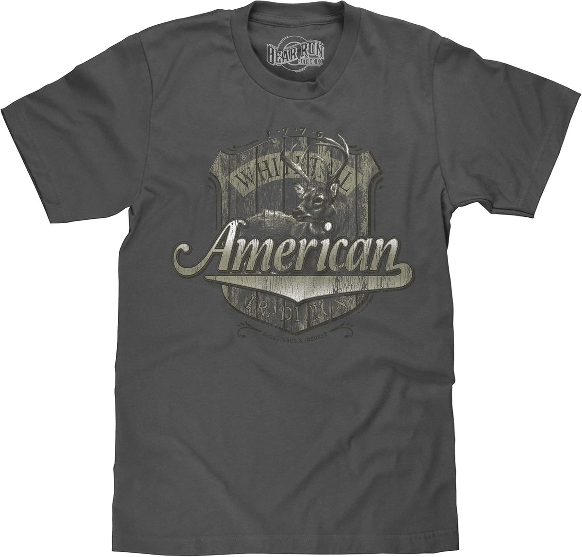 Men's 1776 American Whitetail Tradition Deer Hunting T-Shirt - Charcoal