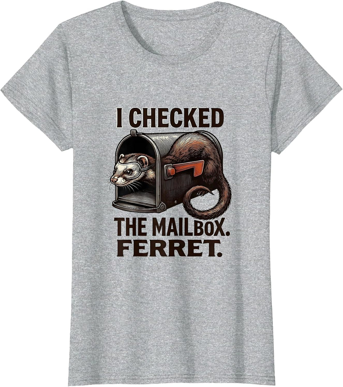 I Checked The Mailbox. Ferret Funny Ferret Lover Christmas T-Shirt - Heather Grey