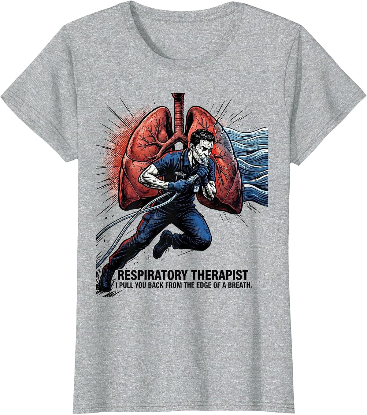 Respiratory Therapist Edge of Breath Comic Book T-Shirt - Heather Grey