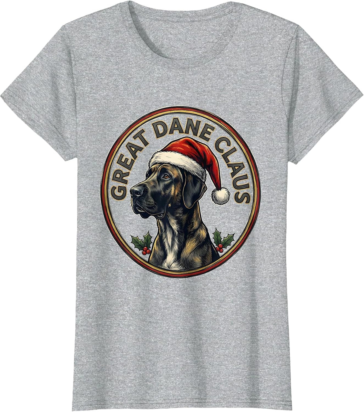 Great Dane Claus Funny Christmas Dog Lover Breed Humor T-Shirt - Heather Grey