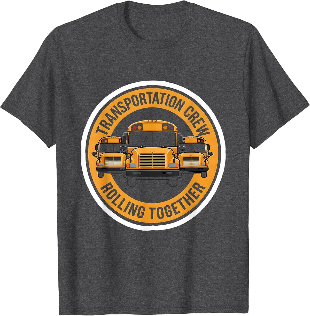 Men's Transportation Crew Rolling Together Funny School Bus Driver T-Shirt - Dark Heather Grey