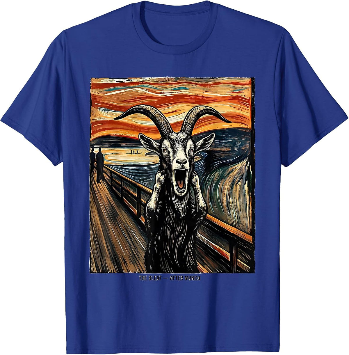 The Bleat — After Munch Linocut Art Lover Vintage Painting T-Shirt - Royal Blue