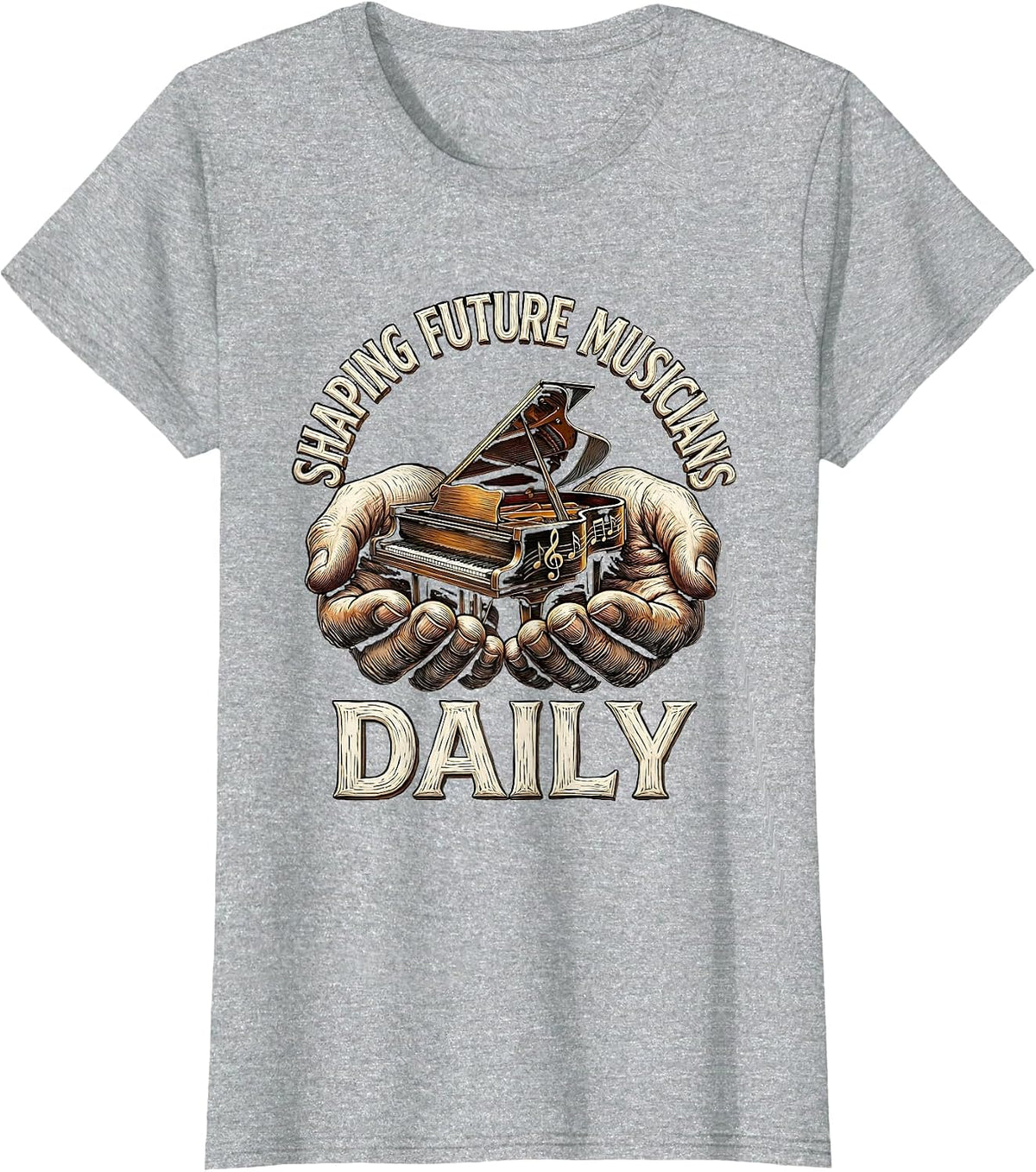 Shaping Future Musicians Daily Music Teacher T-Shirt - Heather Grey