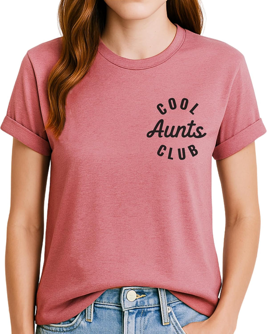 Cool Club Shirt - Funny Pocket Print Graphic Tee Matching Family Club - Aunt's Club Aunt - Mauve