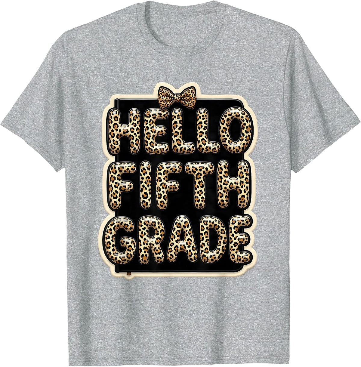 Men's Hello Fifth Grade Leopard Teacher Back To School Girl T-Shirt - Heather Grey