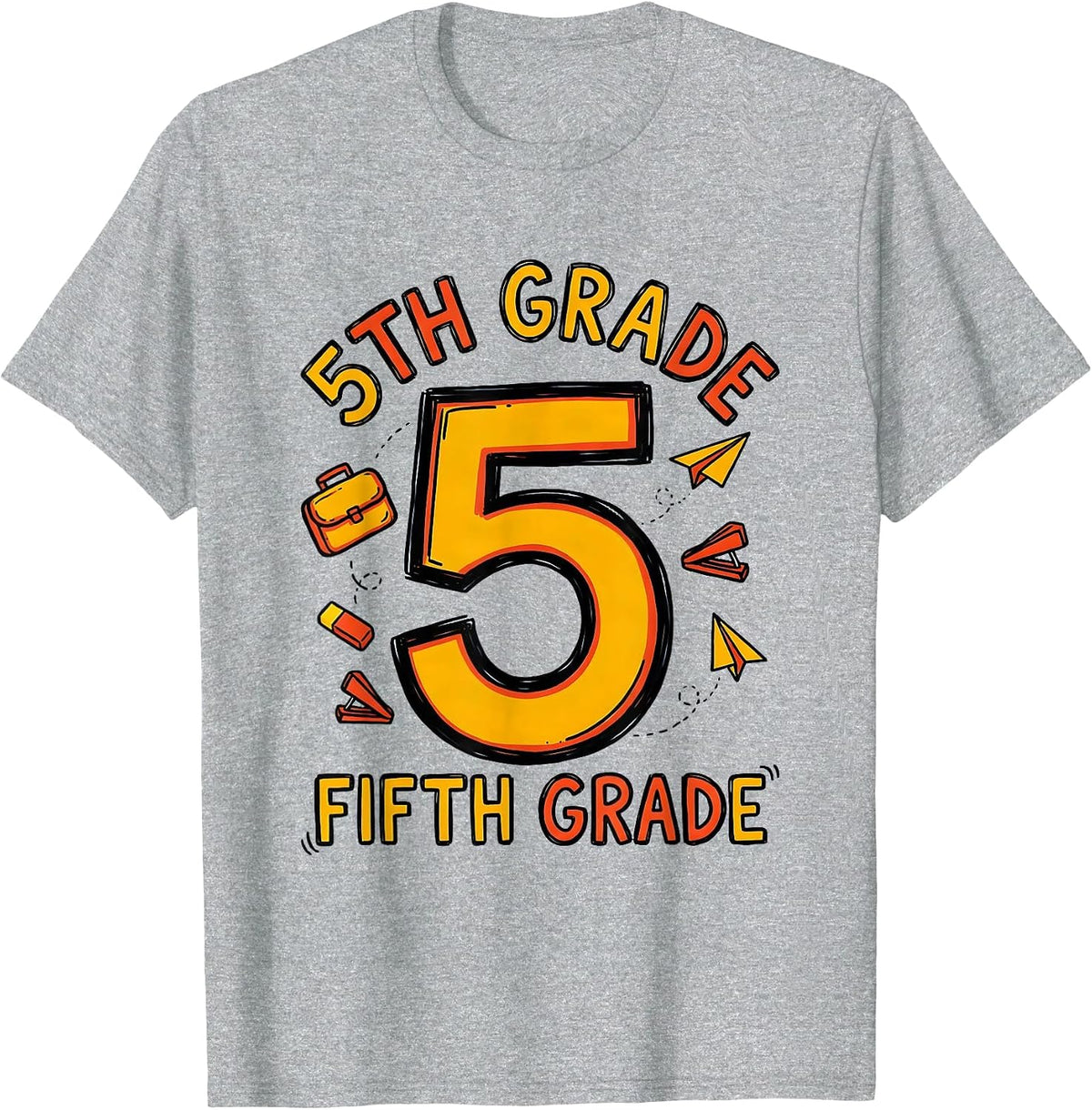 Men's 5TH GRADE FIFTH GRADE Typography Team Back To School Teacher T-Shirt - Heather Grey