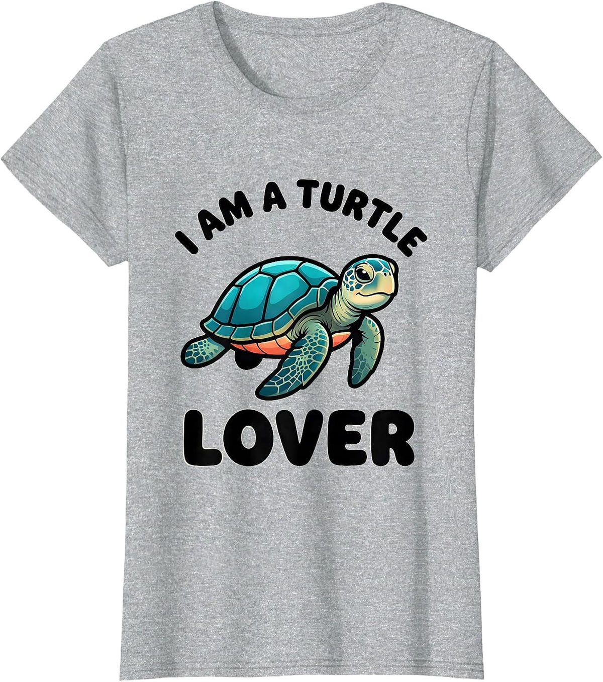 I Am A Turtle Lover Cartoon Sea Turtle Enthusiast Gift T-Shirt - Heather Grey