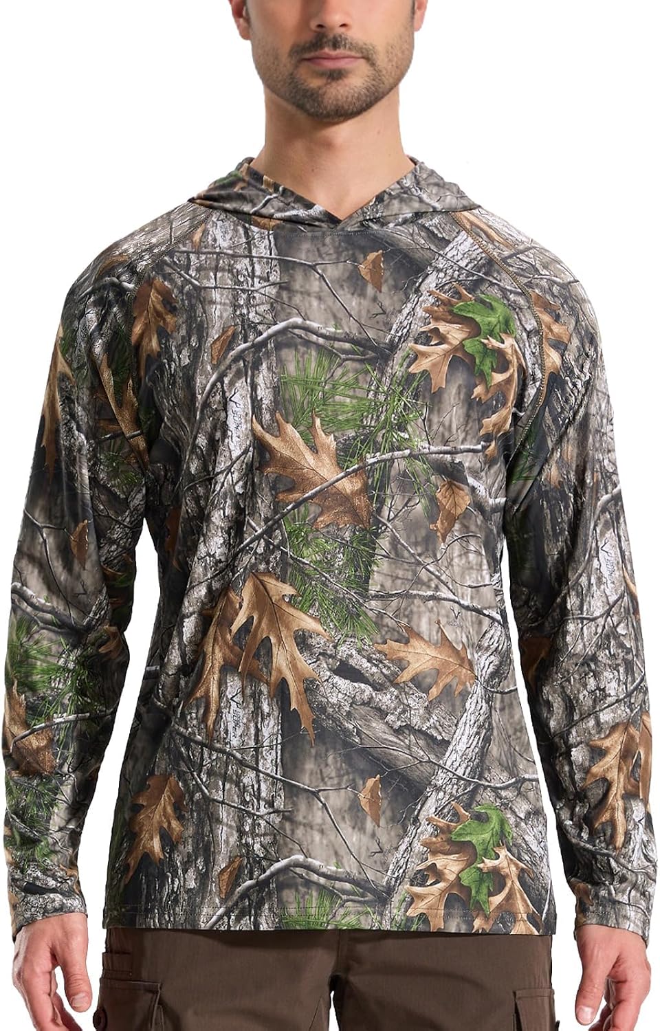 Camo Hoodie Long Sleeves Hunting Shirts for Men Quick Dry UPF 50+ Hiking Fishing Shirt with Hood - Super Tree Camo